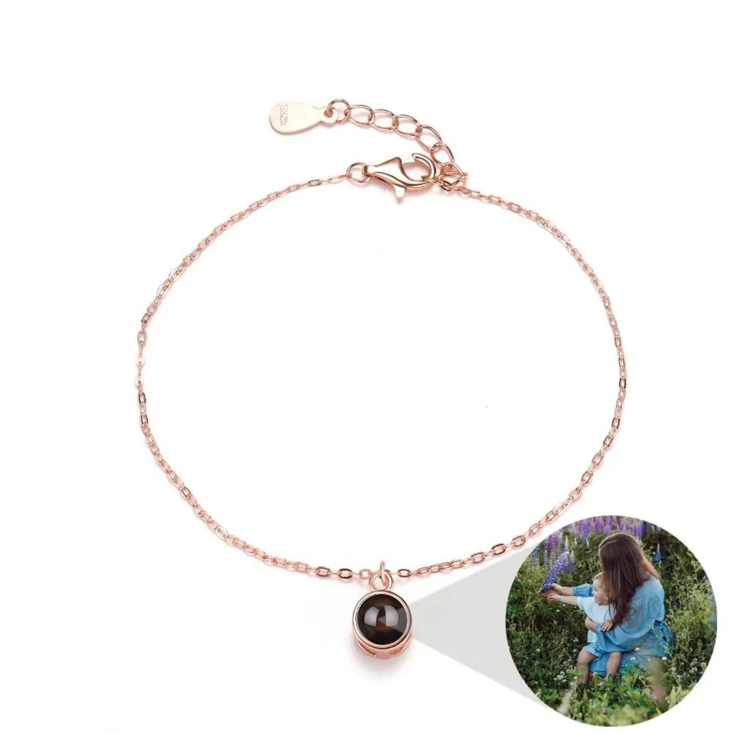 Custom Halo Chain Hidden Photo Bracelet