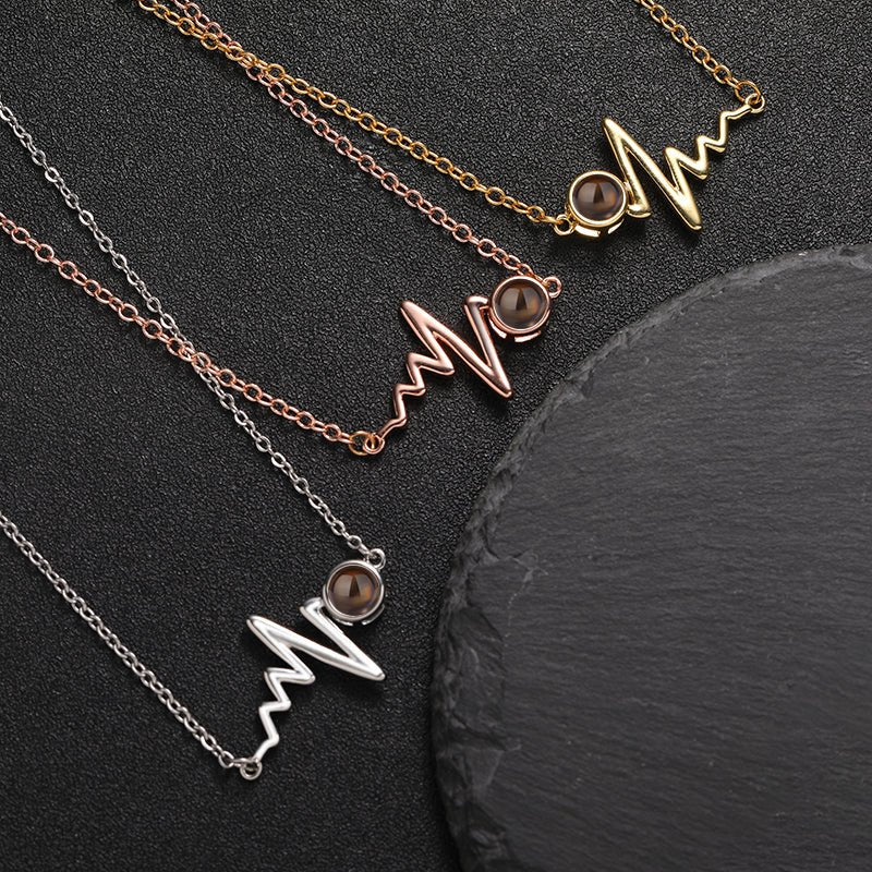 Custom Heartbeat of Love Hidden Photo Necklace