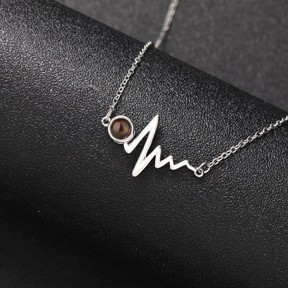 Custom Heartbeat of Love Hidden Photo Necklace