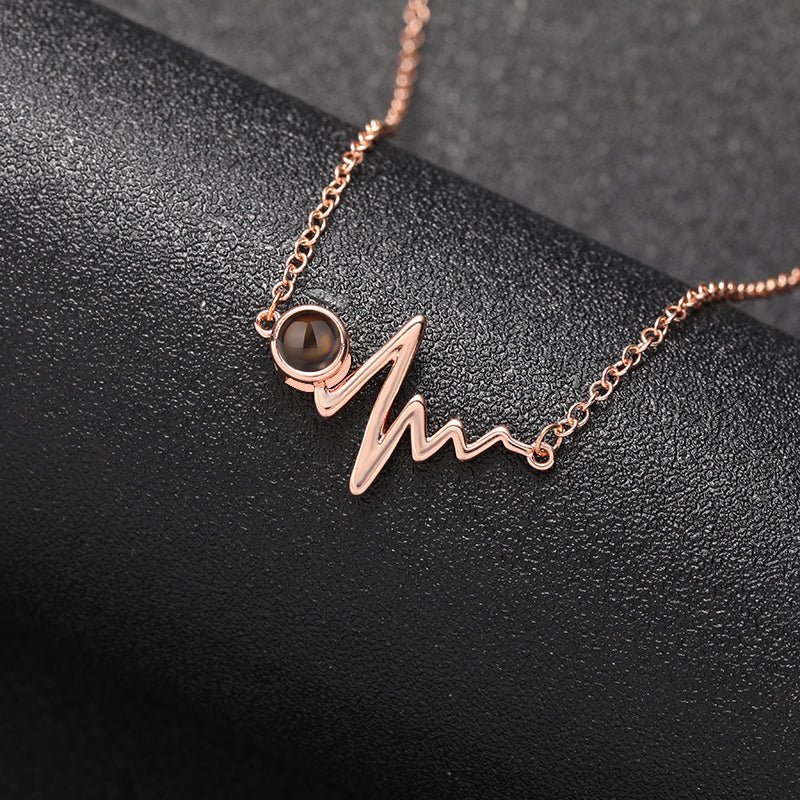 Custom Heartbeat of Love Hidden Photo Necklace