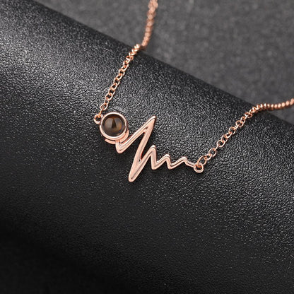 Custom Heartbeat of Love Hidden Photo Necklace