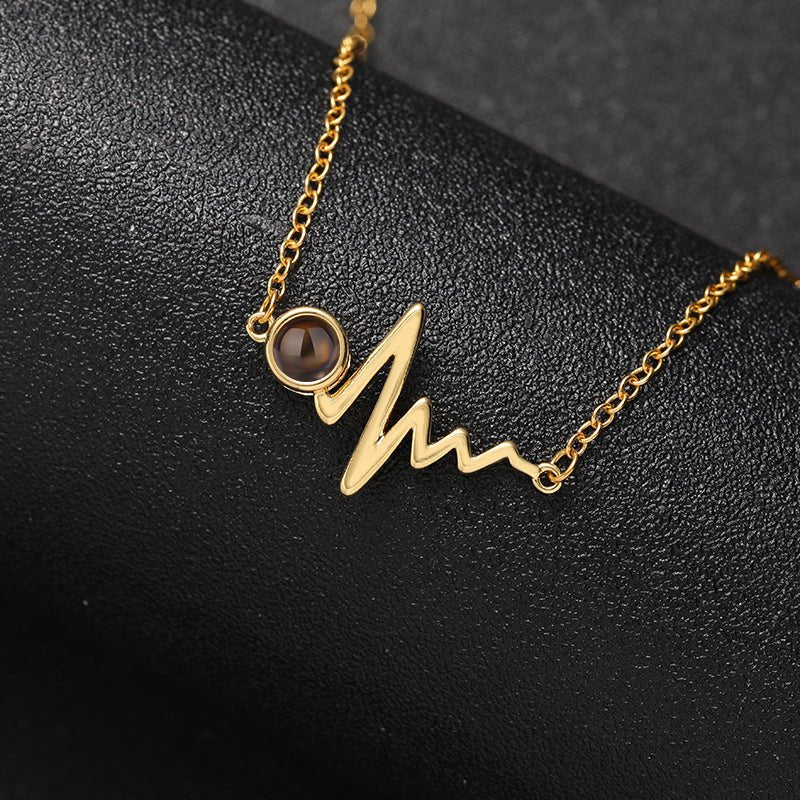 Custom Heartbeat of Love Hidden Photo Necklace
