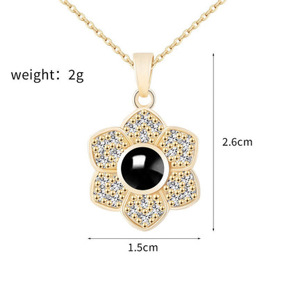 Custom Hidden Photo Projection 6 Petal flower Necklace