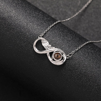 Custom Infinity Wing Heart Hidden Photo Necklace