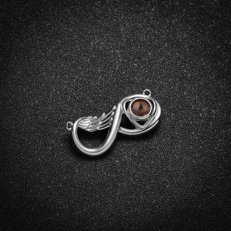 Custom Infinity Wing Heart Hidden Photo Necklace