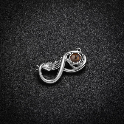 Custom Infinity Wing Heart Hidden Photo Necklace