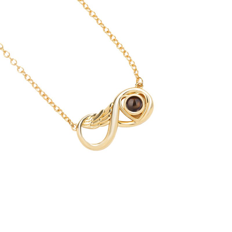 Custom Infinity Wing Heart Hidden Photo Necklace