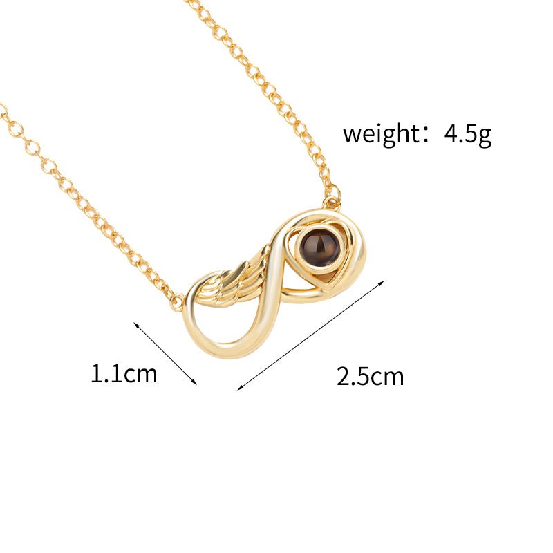 Custom Infinity Wing Heart Hidden Photo Necklace