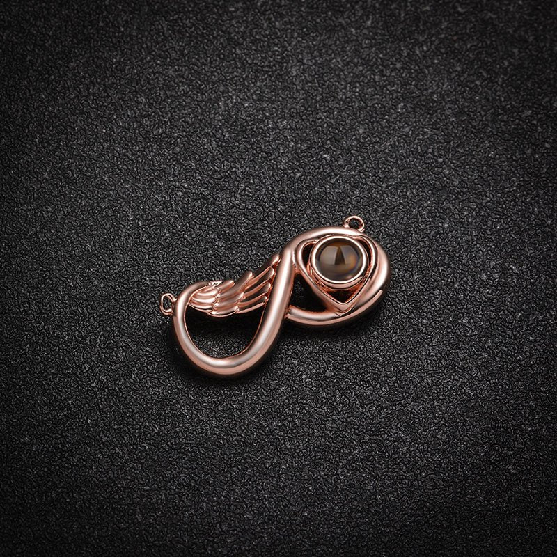 Custom Infinity Wing Heart Hidden Photo Necklace