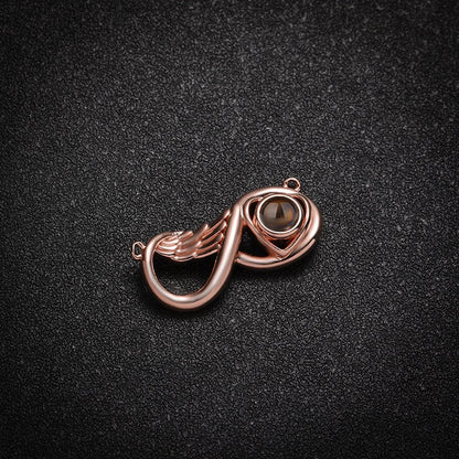 Custom Infinity Wing Heart Hidden Photo Necklace