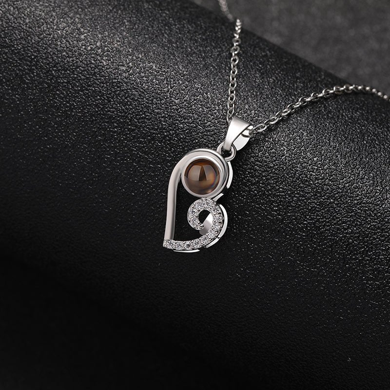 Custom Modern Twist Heart Hidden Photo Necklace