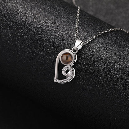 Custom Modern Twist Heart Hidden Photo Necklace
