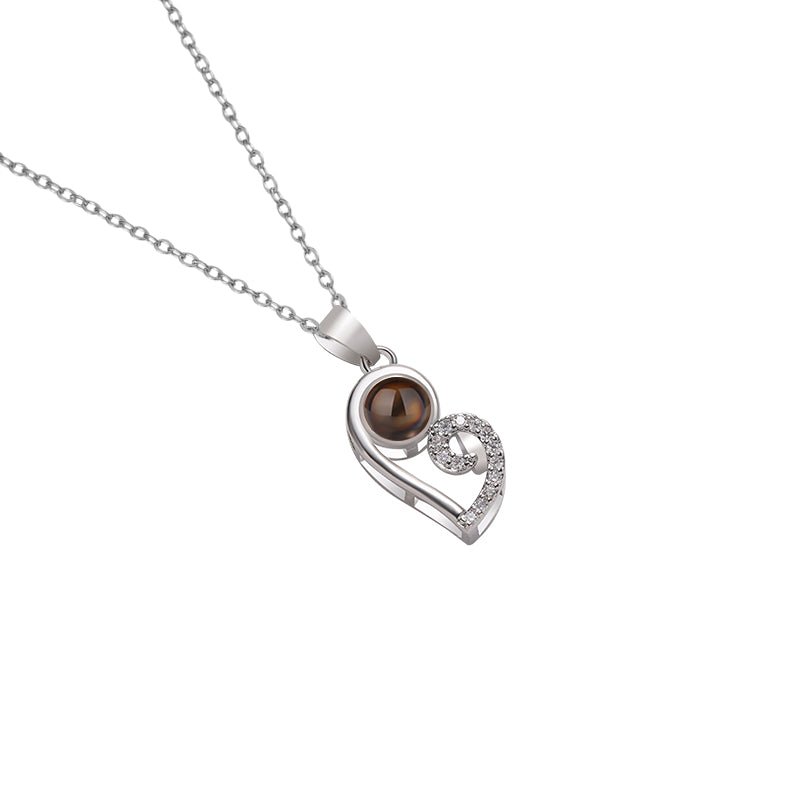 Custom Modern Twist Heart Hidden Photo Necklace