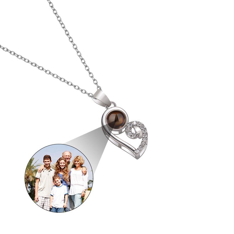 Custom Modern Twist Heart Hidden Photo Necklace