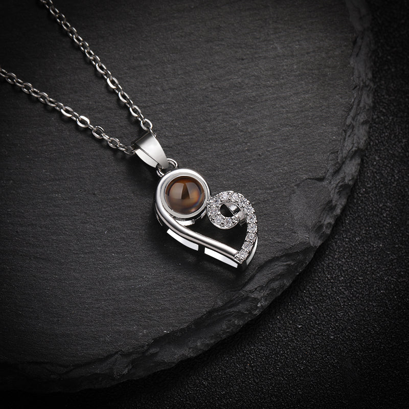 Custom Modern Twist Heart Hidden Photo Necklace