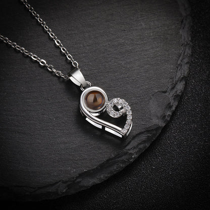 Custom Modern Twist Heart Hidden Photo Necklace