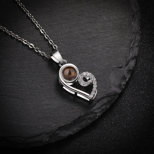 Custom Modern Twist Heart Hidden Photo Necklace
