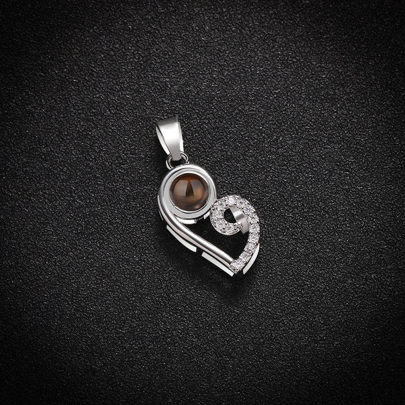 Custom Modern Twist Heart Hidden Photo Necklace