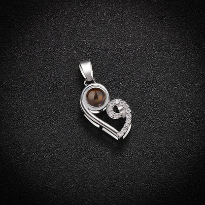 Custom Modern Twist Heart Hidden Photo Necklace
