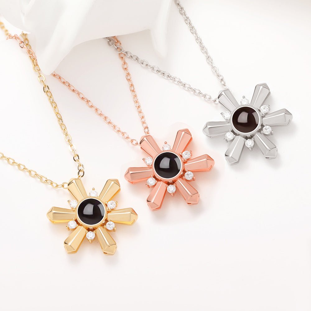 Custom Sun Rays Hidden Photo Necklace
