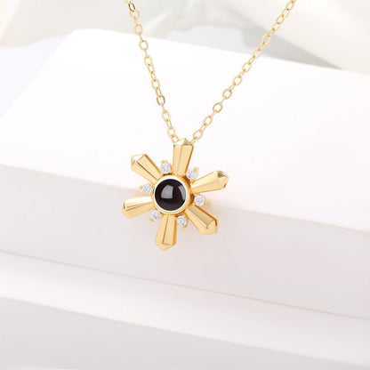 Custom Sun Rays Hidden Photo Necklace