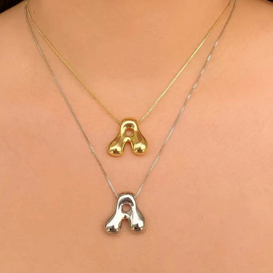 Custom Name Initials in Chunky Ballon Bubble Letter Necklace
