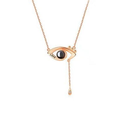 Custom Photo Projection Evil Eye Pendant Necklace