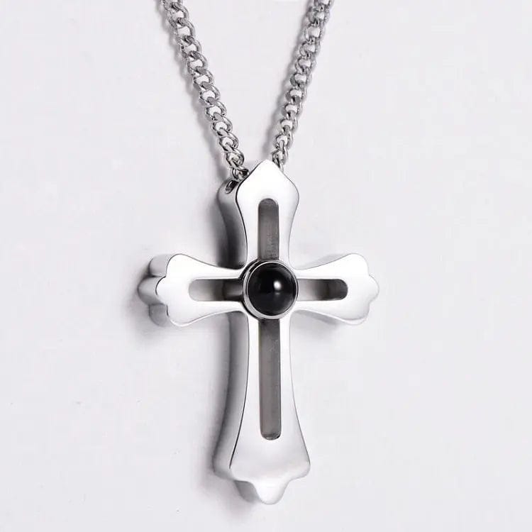 Custom Picture Necklace For Men | Photo Projection Cross - Touch Bling