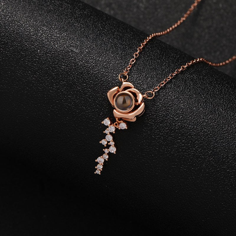 Custom Rose Elegance Hidden Photo Necklace