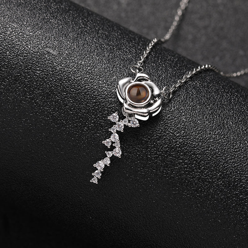 Custom Rose Elegance Hidden Photo Necklace
