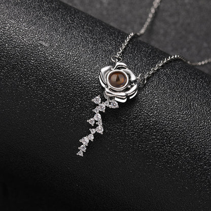 Custom Rose Elegance Hidden Photo Necklace