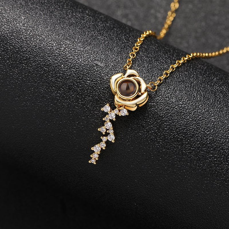 Custom Rose Elegance Hidden Photo Necklace