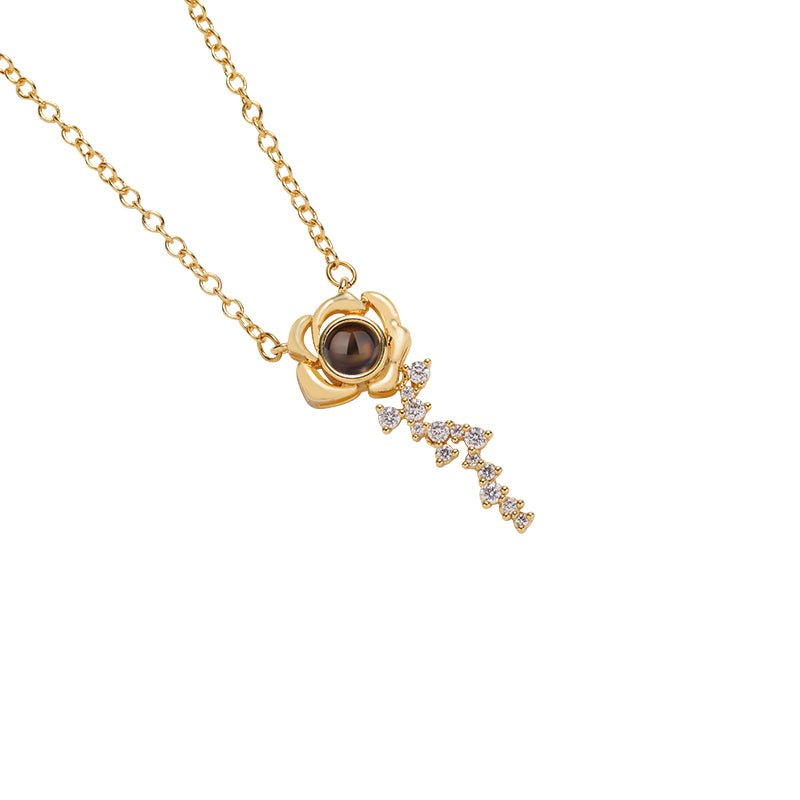Custom Rose Elegance Hidden Photo Necklace