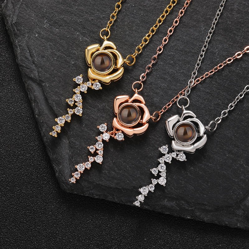 Custom Rose Elegance Hidden Photo Necklace