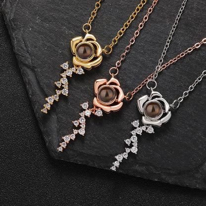 Custom Rose Elegance Hidden Photo Necklace