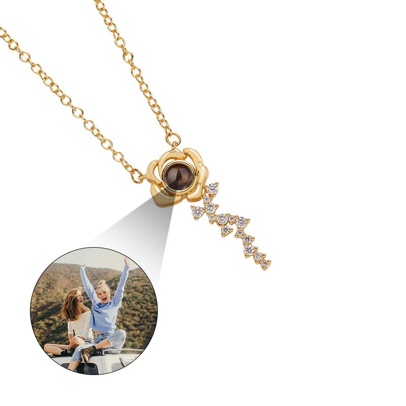 Custom Rose Elegance Hidden Photo Necklace
