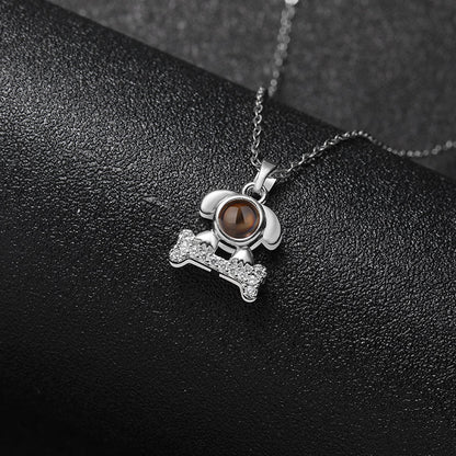 Custom Sparkling Pup Love Hidden Photo Necklace