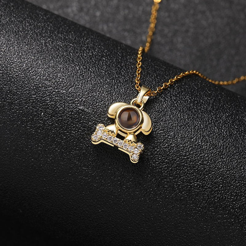 Custom Sparkling Pup Love Hidden Photo Necklace