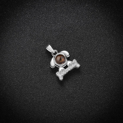 Custom Sparkling Pup Love Hidden Photo Necklace