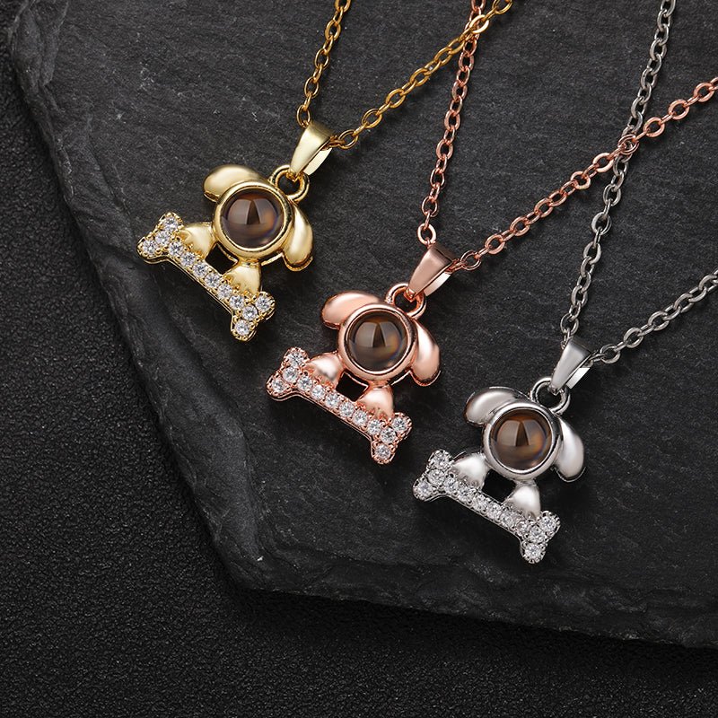 Custom Sparkling Pup Love Hidden Photo Necklace