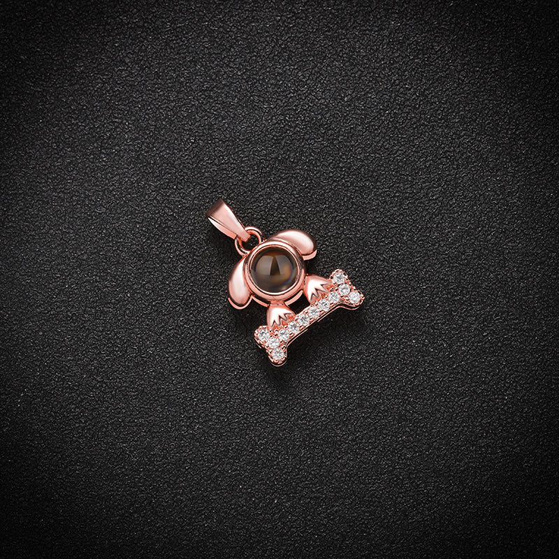 Custom Sparkling Pup Love Hidden Photo Necklace