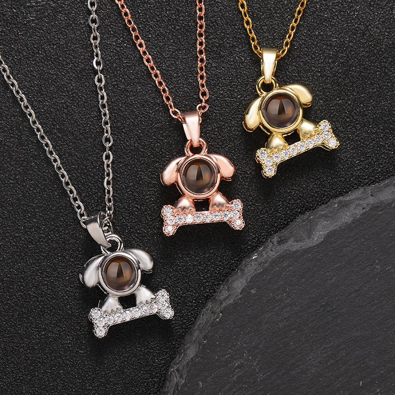 Custom Sparkling Pup Love Hidden Photo Necklace