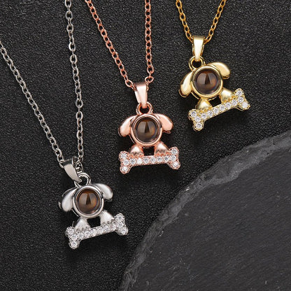 Custom Sparkling Pup Love Hidden Photo Necklace