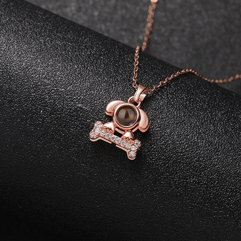 Custom Sparkling Pup Love Hidden Photo Necklace