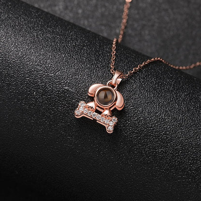 Custom Sparkling Pup Love Hidden Photo Necklace