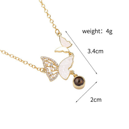 Custom Sparkly Butterflies Hidden Photo Necklace