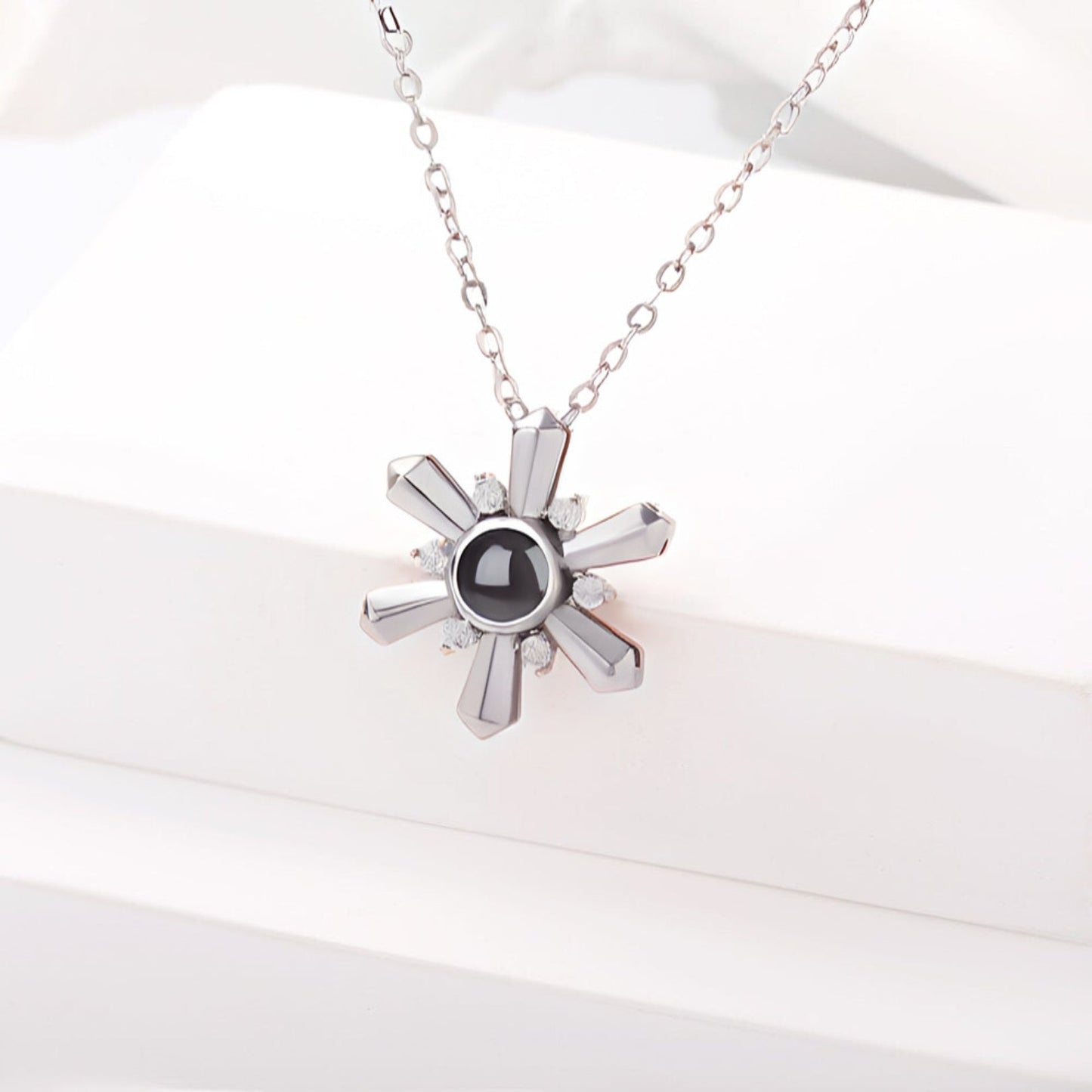 Custom Sun Rays Hidden Photo Necklace