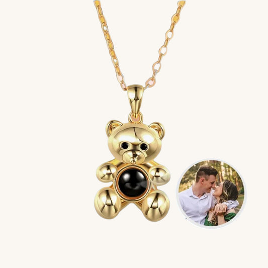 Teddy Bear Hidden Photo Necklace