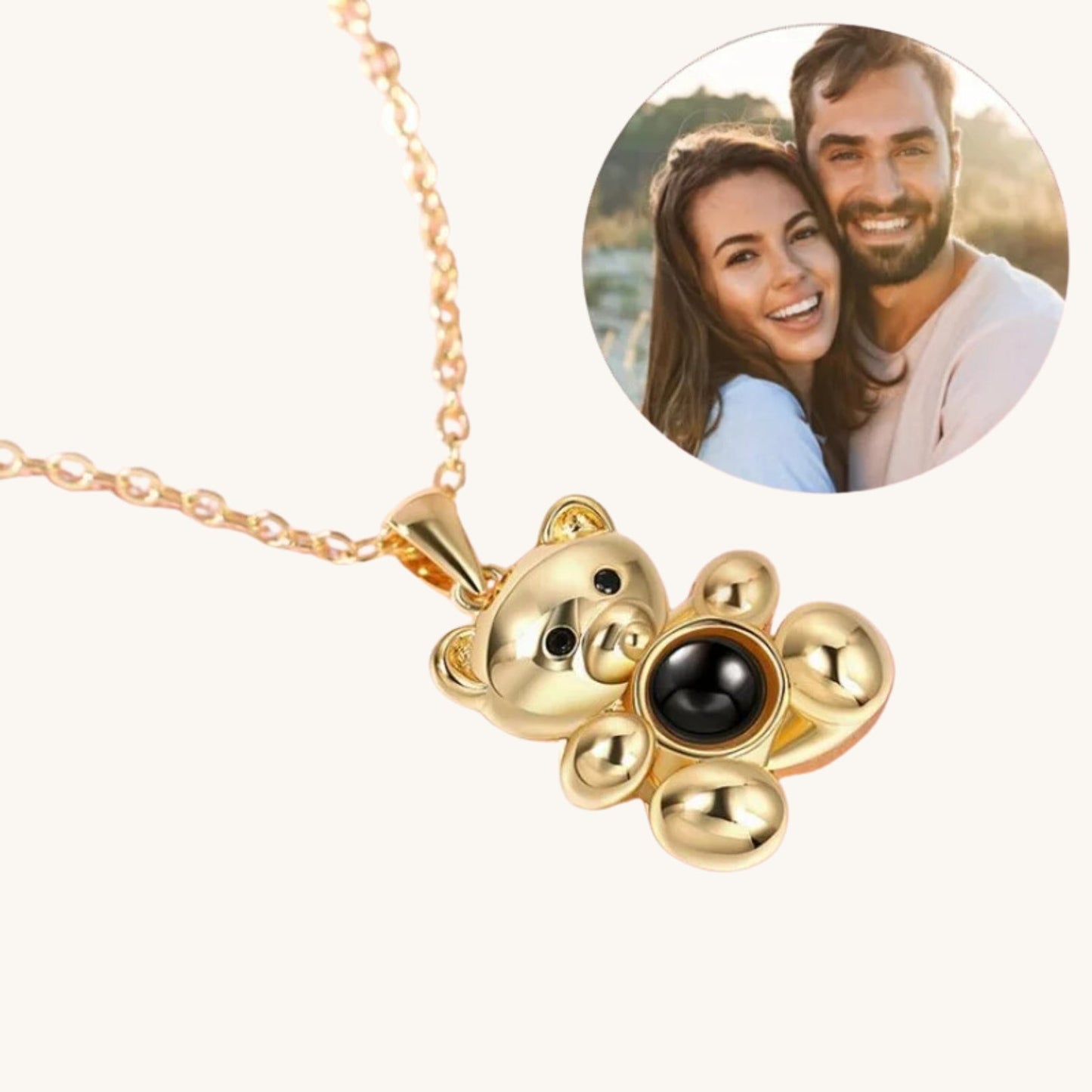 Teddy Bear Hidden Photo Necklace