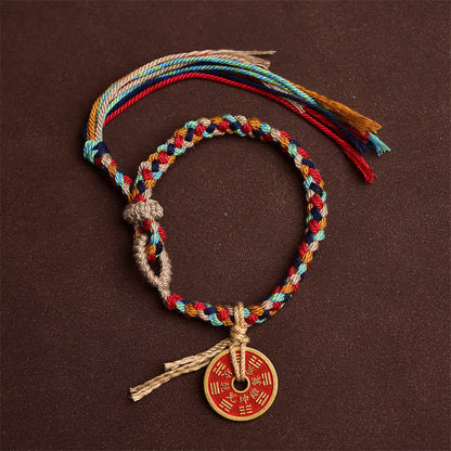 Buddha Stones Handmade Bagua Harmony Multicolored Rope Bracelet